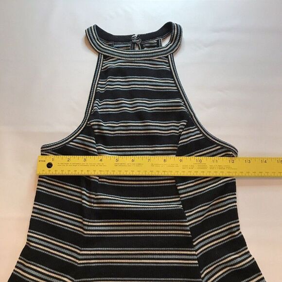 Hollister Womens Striped Ribbed Tank Top Halter Skater Fit & Flare Dress Small - Picture 7 of 12